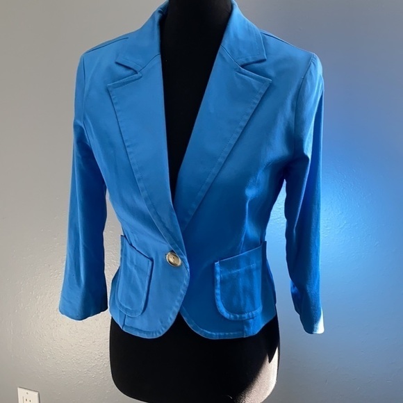 Light blue blazer size 8 shoulder pads - Picture 1 of 8